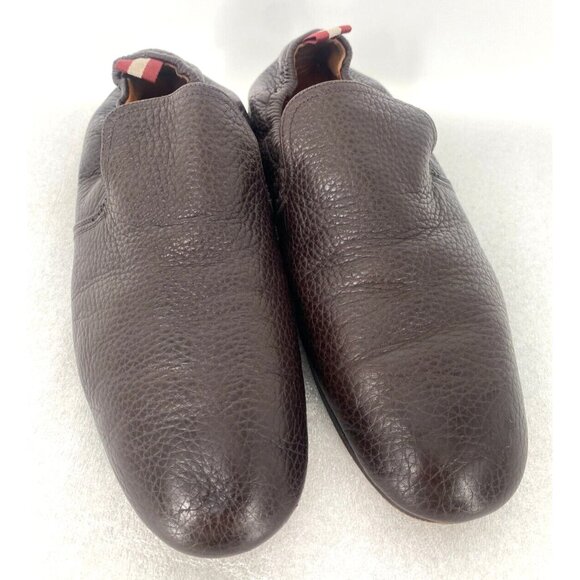 BALLY Brown Pebbled Leather Cowboy Driver Loafers Collapsable Shoes Sz 7 USA - Picture 7 of 16